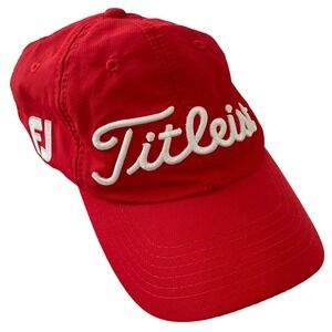 Titleist Golf Hat Adult Adjustable Red Pro V1 FootJoy FJ Embroidered Patch Cap‎